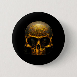 Chapa Redonda De 5 Cm Espantoso Calavera Para Un Espinoso Disfraz De Hal