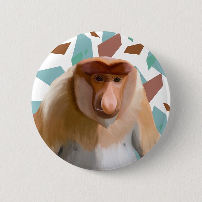 Chapa Redonda De 5 Cm Especies en peligro de extinción de monos Probosci (Anverso)