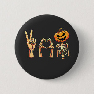 Chapa Redonda De 5 Cm Espectacular esqueleto de calabaza de Halloween