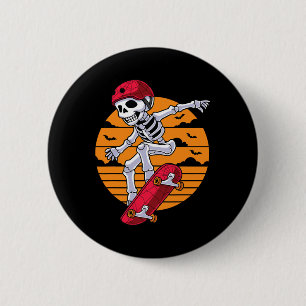 Chapa Redonda De 5 Cm Espectacular Skateboarding Skeleton Funny Skater