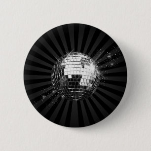 Chapa Redonda De 5 Cm Espejo disco bola en negro