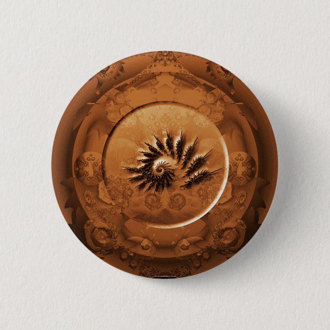 Chapa Redonda De 5 Cm Espejo fósil del fractal (Anverso)