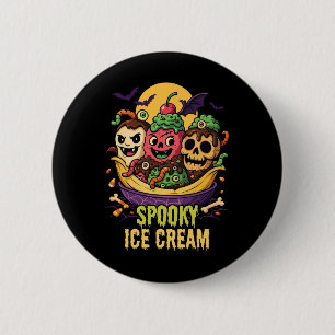 Chapa Redonda De 5 Cm Espeluznante diseño de Halloween con helado de pos
