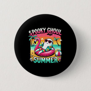 Chapa Redonda De 5 Cm Espeluznante Ghoul Verano Cute Flamingo Vac Verano