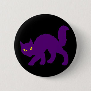 Chapa Redonda De 5 Cm Espeluznante Halloween Gato Kitty Mal Asustado