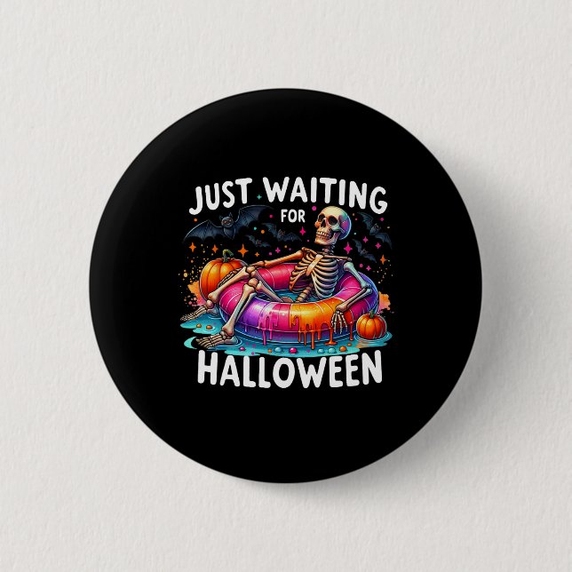 Chapa Redonda De 5 Cm Esperando Halloween 1 (Anverso)