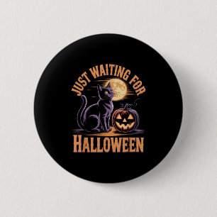 Chapa Redonda De 5 Cm Esperando Halloween Black Cat Halloween Quo