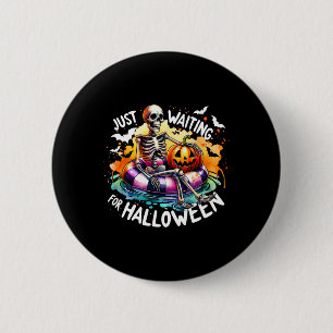 Chapa Redonda De 5 Cm Esperando Halloween Jack O Lantern Skeleton