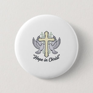 Chapa Redonda De 5 Cm Esperanza en Cristo Paloma Cruz Diseño Cristiano V