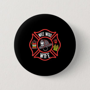 Chapa Redonda De 5 Cm Esposa de bombero uniforme departamento de bombero