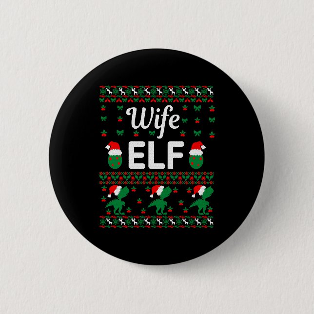 Chapa Redonda De 5 Cm esposa elf navidades suéter feo (Anverso)