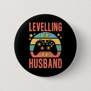 Chapa Redonda De 5 Cm Esposo Gamer Nivelándose Bodas Compromiso 