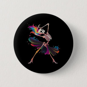 Chapa Redonda De 5 Cm Esqueleto bailarín Rainbow Llerina Halloween
