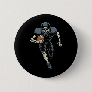 Chapa Redonda De 5 Cm Esqueleto de fútbol americano Halloween Halloween