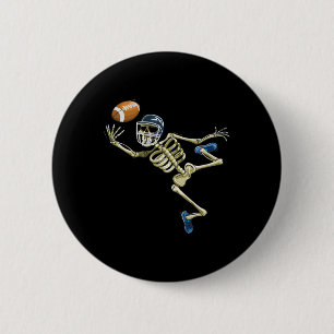 Chapa Redonda De 5 Cm Esqueleto de fútbol americano Halloween Hombres Pi