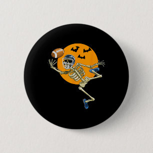 Chapa Redonda De 5 Cm Esqueleto de fútbol americano Halloween Hombres Pi