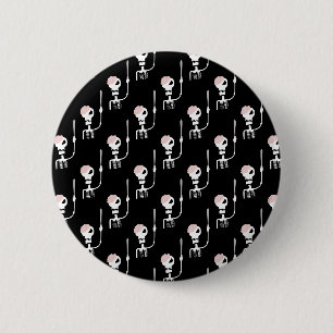 Chapa Redonda De 5 Cm Esqueleto de Halloween con Espada