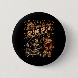 Chapa Redonda De 5 Cm Esqueleto de Halloween Retro Monstruo del Horror M