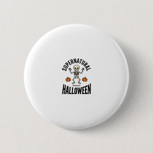 Chapa Redonda De 5 Cm Esqueleto de Halloween Sobrenatural Divertido Vint