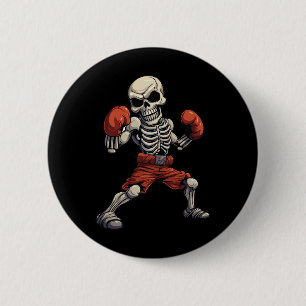 Chapa Redonda De 5 Cm Esqueleto de Kickboxing Divertido Kickboxer Boxeo