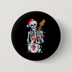 Chapa Redonda De 5 Cm Esqueleto de Santa Claus Rocker de Navidad Mano de