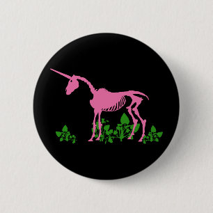 Chapa Redonda De 5 Cm Esqueleto de unicornio rosa