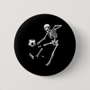 Chapa Redonda De 5 Cm Esqueleto Divertido Jugando Fútbol, Fútbol de Hall