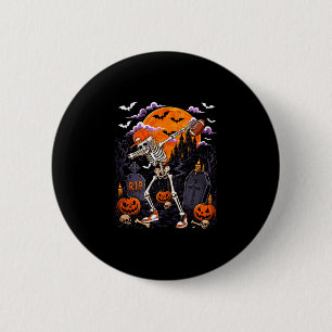 Chapa Redonda De 5 Cm Esqueleto haciendo dabbing disfraz de Halloween ju