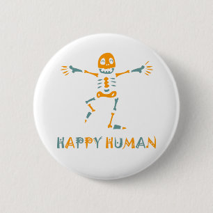 Chapa Redonda De 5 Cm Esqueleto humano feliz