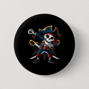 Chapa Redonda De 5 Cm Esqueleto Pirata Halloween Niños Jolly Roger Dabbi