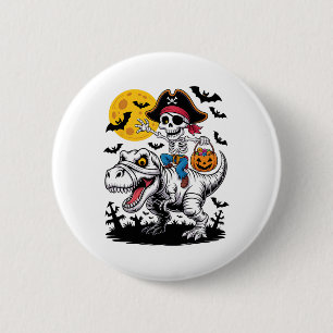 Chapa Redonda De 5 Cm Esqueleto pirata Halloween T Rex Candy Dinosaur Sh