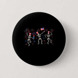 Chapa Redonda De 5 Cm Esqueletos De Baile Patriótico Gracioso 4 De Julio