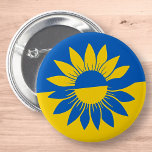 Chapa Redonda De 5 Cm Esquema de girasol amarillo con bandera de Ucrania<br><div class="desc">El diseño es azul y amarillo,  la bandera de Ucrania con la flor nacional del país,  el girasol. Un símbolo de esperanza y oración por la paz.</div>