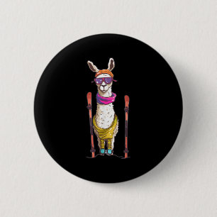 Chapa Redonda De 5 Cm Esquí Alpaca Esquí Lover Llama Skier Para Hombres