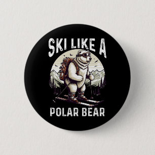 Chapa Redonda De 5 Cm Esquí como un experto oso polar Aventura del oso p
