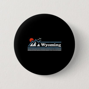Chapa Redonda De 5 Cm Esquí de montaña retro del estado de Wyoming vinta