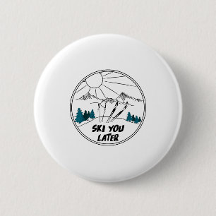 Chapa Redonda De 5 Cm Esquí deportes de invierno posteriores vintage nie
