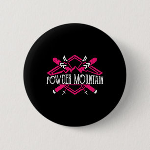 Chapa Redonda De 5 Cm Esquí Esquiador Esquí Resort Mujeres Polvo Montaña