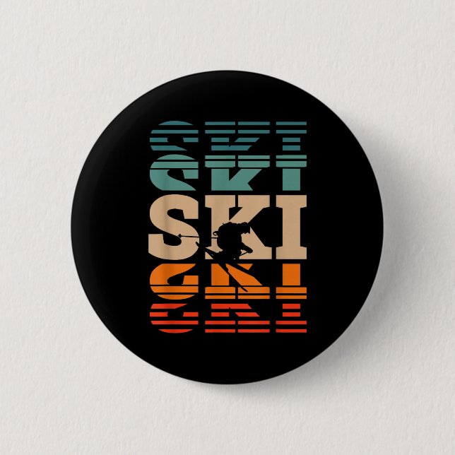 Chapa Redonda De 5 Cm esquí retro ski  (Anverso)