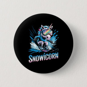 Chapa Redonda De 5 Cm Esquí unicornio deporte de invierno esquiador dive
