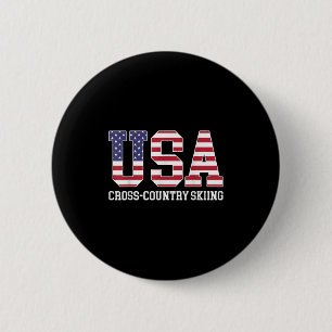 Chapa Redonda De 5 Cm Esquiador De Bandera De Estados Unidos - Esquí Cru