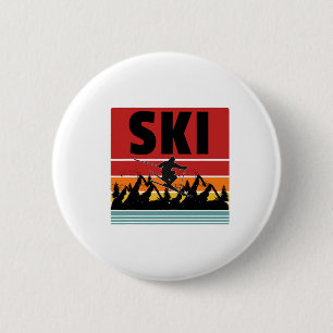 Chapa Redonda De 5 Cm Esquiador divertido Guay Snowboarder Mountain Skii