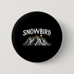 Chapa Redonda De 5 Cm Esquiador Retro Snowbird Esquí Deportes Invernales