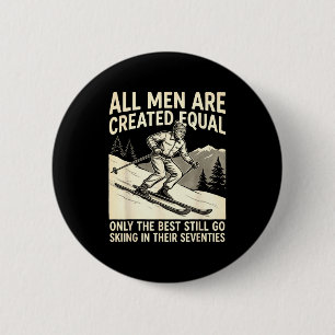 Chapa Redonda De 5 Cm Esquiador vintage humor de los setenta diseño de h