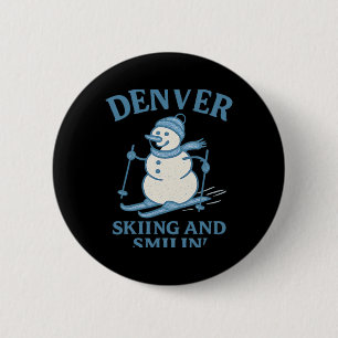 Chapa Redonda De 5 Cm Esquiar en Denver Colorado Y Snowman Smilin