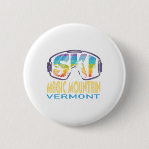 Chapa Redonda De 5 Cm Esquiar en Vermont, montaña mágica