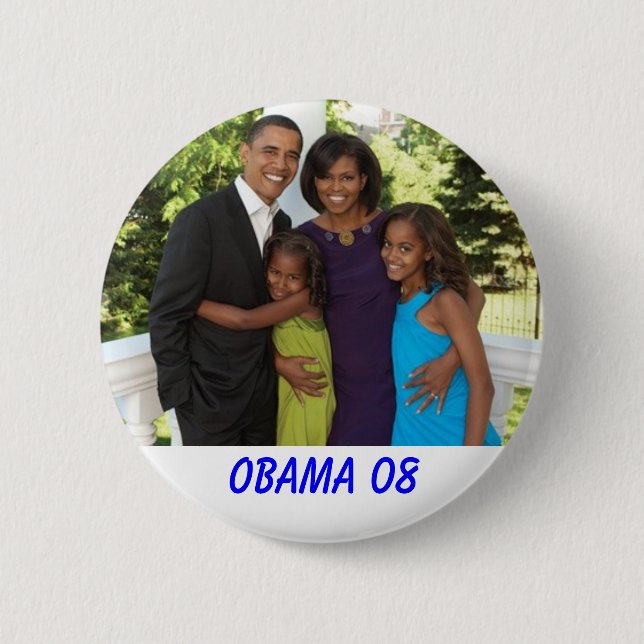 Chapa Redonda De 5 Cm essence-magazine-the-obama-family-2, OBAMA 08 (Anverso)