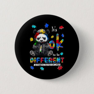 Chapa Redonda De 5 Cm Está bien ser diferente panda de autismo