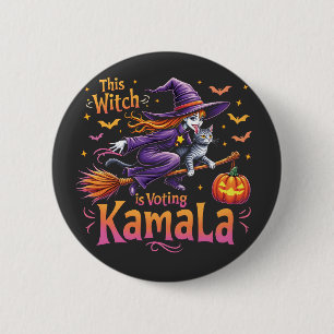 Chapa Redonda De 5 Cm Esta bruja está votando a un gato de Kamala, Lady