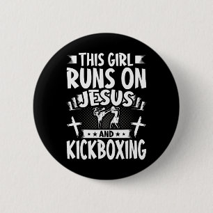 Chapa Redonda De 5 Cm Esta Chica Corre Sobre Jesús Y Kickboxing